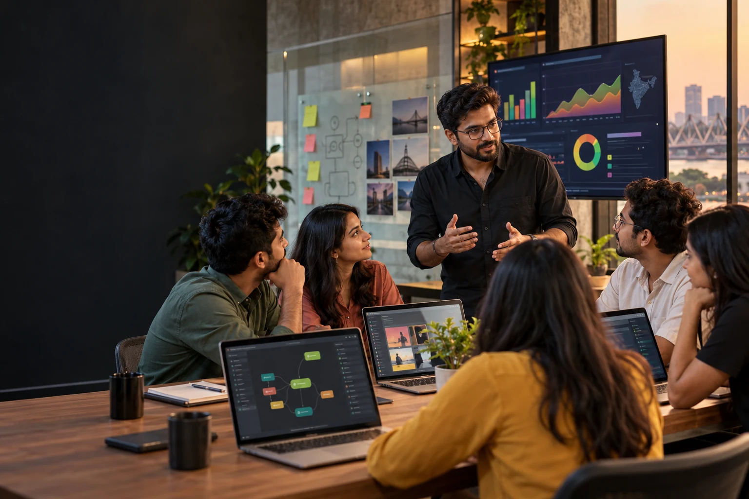 Industry professional mentoring digital marketing learners in an Ahmedabad studio